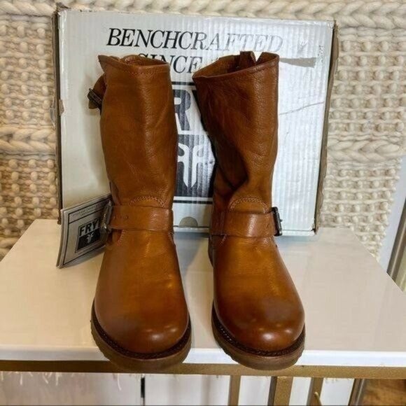 Frye Cognac " Whiskey" Short Leather Boots Size 6.5 - Picture 4 of 10